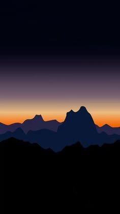 an orange and purple sunset with mountains in the background