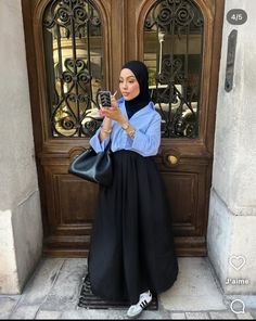 Hijab Fashion Outfit, Hijab Style With Skirt, Eid Inspired Outfits, Long Skirt Modest Outfits, Hijabi Chic Outfits, Hijabi Street Style Outfits, Hijabi Casual, Hijabi Elegant Outfits, Hijabi Classy Outfit