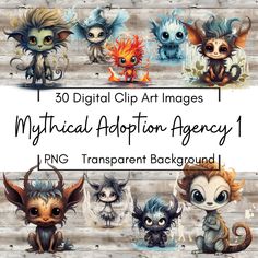 digital clip art images with different types of cute animals and their names on wooden planks