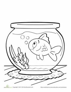 a fish in a bowl coloring page