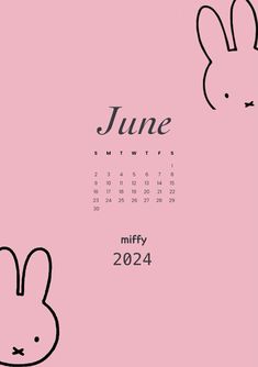 a pink calendar with an image of a bunny and a rabbit face on it's side