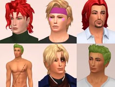 four male avatars with different colored hair