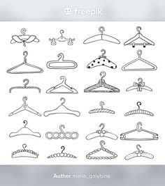 a bunch of clothes hangers that are black and white with the words freepik above them