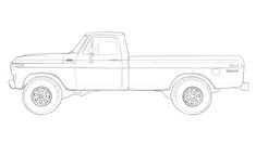 a black and white drawing of a pickup truck
