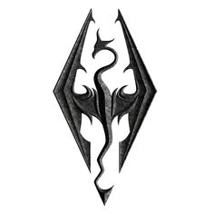 a black and white drawing of a stylized design