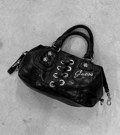 Y2k Handbags, Guess Y2k Bowling Bag, Yk2 Handbags, Grunge Handbag, Vintage Guess Bag Style, Y2k Leather Bag, Vintage Guess Bag, Demonia Bag Vintage, Guess Vintage Bag