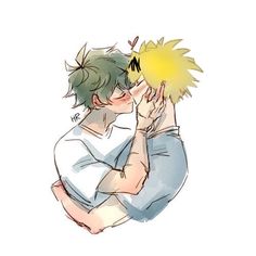 a drawing of a man holding a yellow object in his hands and kissing it with the other hand