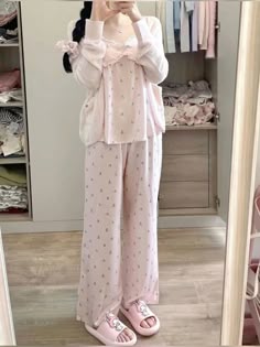 Pink Cute Pjs, Sleepwear Aesthetic Outfits, Pink Pijamas, Korean Pajama, Cute Pink Sleepwear, Cute Aesthetic Pjs, Pajamas Pink, Cute Pjs Aesthetic Sleepwear, Cute Pajamas Pink