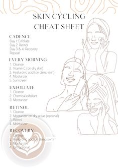 Minimalistic & cute skin cycling cheat sheet! Digital download to help you to beautiful & healthy skin! Put this on your wall in the bathroom, background on your smart devices or print i out, the possibilities are endless! ✨ Design: Coffe Break modern and minimalistic perfect for you with a cozy and busy personality! Give it a try and get gour digital skin cycling cheat sheet today! How To Do Skin Cycling, Skin Cycling Cheat Sheet, Skin Cycling Guide, Skin Cycling Routine, Skin Cycling Tips, Skin Map, Skin Cycling Calendar, Skin Care Cheat Sheet