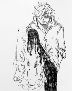 a black and white drawing of a man holding a woman's head in the rain