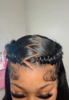 90s Frontal Hairstyles, 2 Braids On Frontal Wig, Braided Frontal, Frontal With Braid Across, Edges On Lace Frontal, Braided Front Weave Back, 90s Hairstyles Lace Wig, Y2k Frontal Hairstyles, Y2k Lace Front Hairstyles