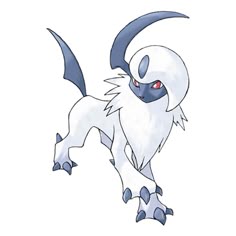 a white pokemon with blue eyes and long legs