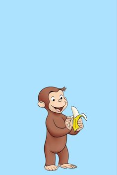 a cartoon monkey is holding a banana