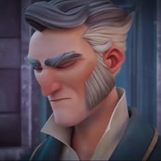 an animated image of a man with grey hair