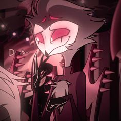 an anime character with red eyes and black hair, standing in front of a dark background