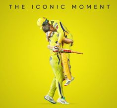 two men in yellow uniforms hugging each other with the words, the iconic moment on them