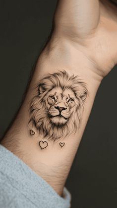 Tattoo Ideas For Leos, Tattoos For Leos, Male Lion Tattoo For Women, Lion Small Tattoo, Lion On Wrist Tattoo, Tattoo Ideas For Leos Zodiac Signs, Wrist Lion Tattoo, Strong Lion Tattoo, Tattoo For Leos Zodiac Signs