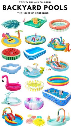 many different types of inflatable pools and floats for kids to play with