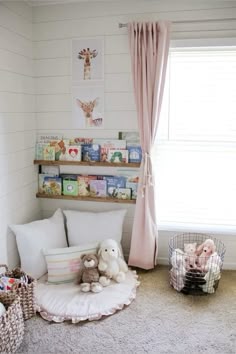 Flower Decorations For Bedroom, Simple Toddler Girl Room Ideas, Room Makeover Ideas For Kids, Simple Toddler Room Ideas, Baby Girl Small Room Ideas, Reading Nook In Kids Bedroom, Toddler Rooms Ideas, Kid Room Bookshelf, Toddler Girl Room Layout