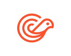 an orange bird logo with the letter c in it's center, on a white background