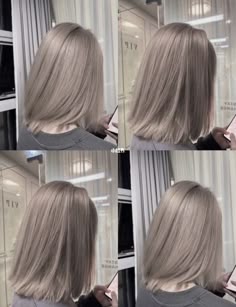 "Milk tea" beige hair is officially trending in Singapore! Gray Milk Tea Hair Color, Milk Tea Ash Blonde Hair, White Milk Tea Hair Color, Milk Tea Ash Blonde, Milk Tea Grey Hair, Milk Hair Color, Korean Ash Blonde Hair, Milk Tea Gray Hair, Milk Tea Gray Hair Color