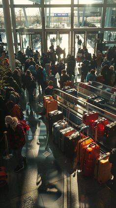 an airport filled with lots of people and luggage