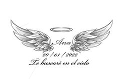 an angel with wings and halo tattoo design