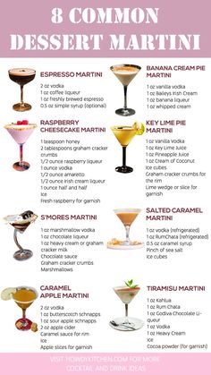the 8 common dessert martinis for every type of party, including drinks and desserts