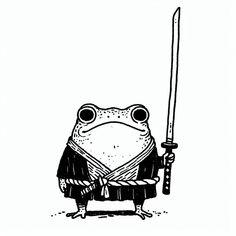 Japanese Frog Samurai Funny Toad Warrior Samurai Woodcut, Japanese Frog Tattoo Flash, Samurai Toad, Frog Swordsman Tattoo, Samurai Frog Tattoo Ideas, Samurai Frog Drawing, Japanese Toad, Japanese Frog, Samurai Frogs
