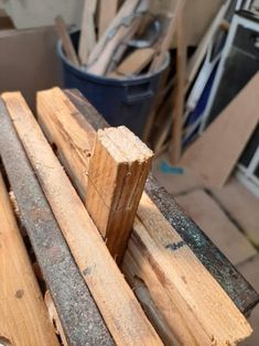 several pieces of wood stacked on top of each other