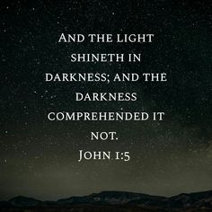 the stars shine in the night sky above mountains with a bible verse written on it