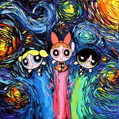 the powerpuff girls painting on canvas