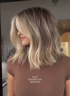 Fall Hair Side Part, Blonde Balayage Side Part, Balayage Hair Blonde Side Part, Lob With Blonde Highlights, Blonde Layered Hair Side Part, Blonde Medium Length Hair Side Part, Long Bob With Blonde Highlights, Blonde Lob Side Part, Dirty Blonde Lob