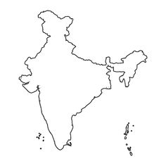 an outline map of india on a white background