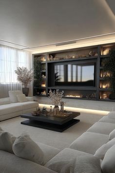 the living room is clean and ready for us to use it's television set