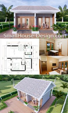 two story house plan with 3 bedroom and 2 bathrooms in the front, an open living area