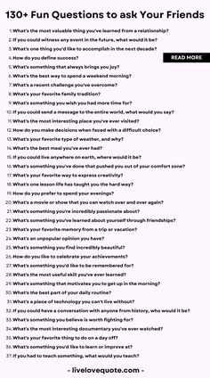 a question sheet with the words,'30 fun questions to ask your friends '