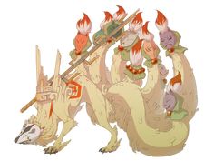 A Nine Tailed Fox, Ninetails Okami, 9 Tailed Fox Character Design, Nine Tailed Fox Okami, Nine Tailed Fox Art, Eight Tailed Fox, Three Tailed Fox, Ten Tailed Fox, Nine Tailed Fox Mythical Creatures
