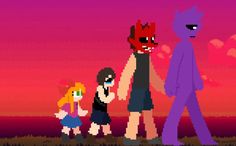 an image of a group of people standing in front of a sunset