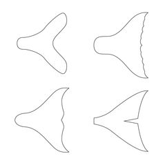 four different shapes of fish in the shape of an arrow, with one side cut out