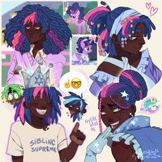 two girls with different colored hair and one has a crown on her head