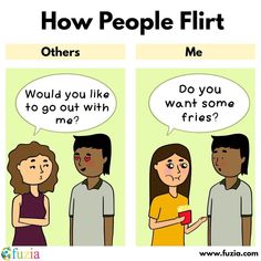 two people talking to each other with the words how people flirt