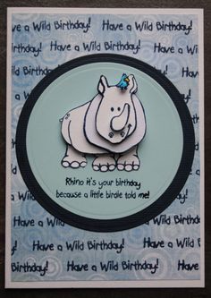 a birthday card with an image of a rhino