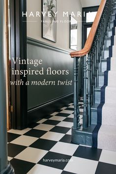 Bring a touch of vintage elegance with a modern twist to your hallway. This black and white checkerboard LVT flooring beautifully combines old-world charm with contemporary durability, making it perfect for creating a statement in any home. Low-maintenance and designed to last, this hallway flooring option is ideal for adding character and sophistication to your entryway. Go online for free samples 🖤 Hallway Flooring Ideas, Black And White Tile Entryway, Black And White Checkered Floor, Dark Hallway With Checkered Floor, Black And White Checkered Floor Hallway, Checkered Lvt, Colorful Checkered Vinyl Flooring, Tiled Hallway Floor, Black And White Vinyl Flooring