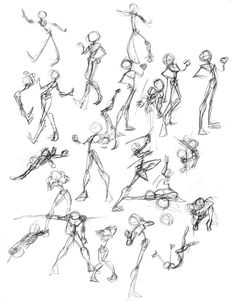 some sketches of people doing different poses