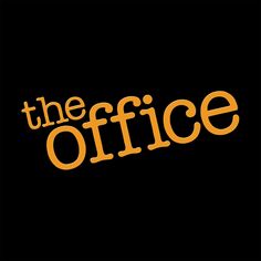 the office logo on a black background with orange and yellow lettering that reads, the office