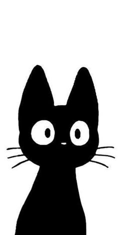 a black cat with big eyes sitting down