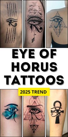 the cover up for eye of horus tattoos is shown in different colors and styles