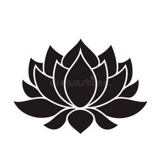 a black and white lotus flower on a white background