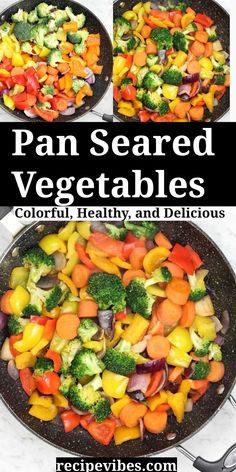 the pan is full of vegetables and broccoli